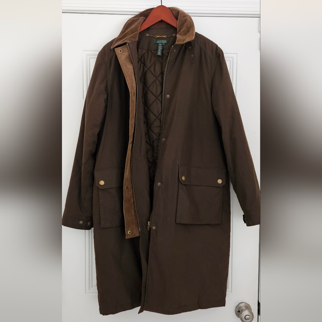 Lauren Ralph Lauren Cotton Twill Corduroy Chore Coat Olive Green Brown Xlarge